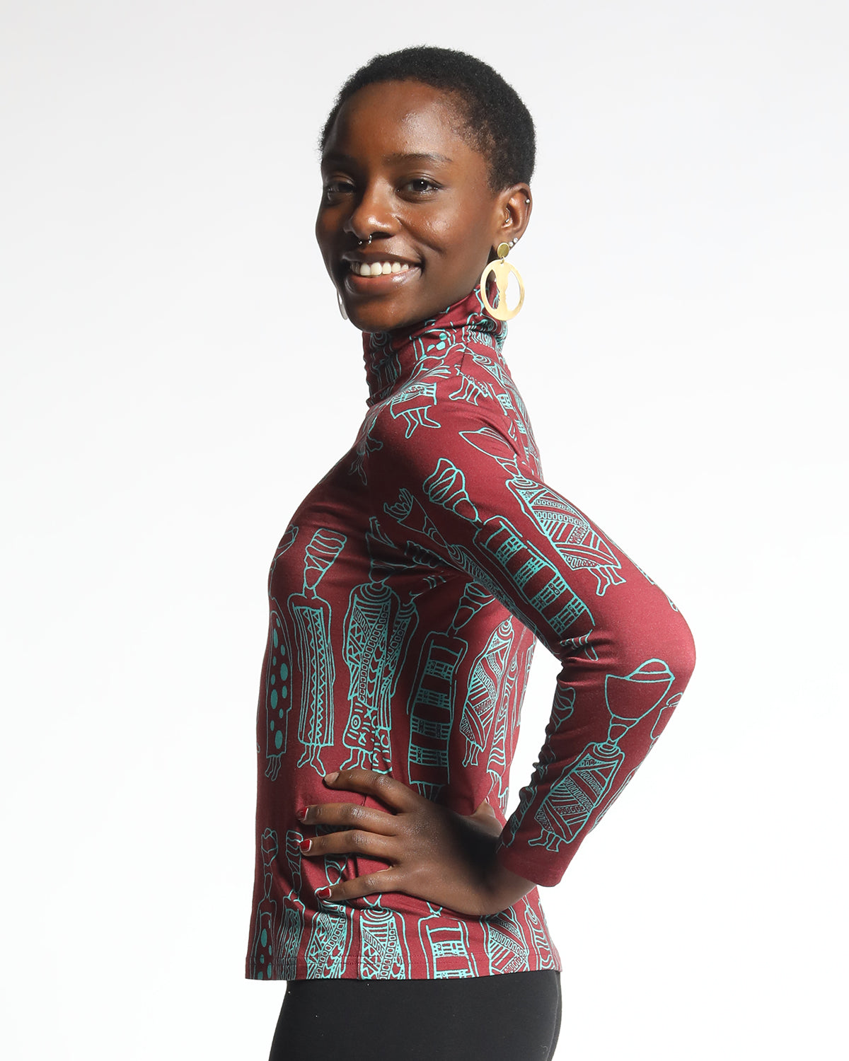 women's bamboo organic cotton long sleeeve turtleneck 